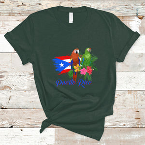 Puerto Rico Flag Native Parrots Hibicus Puerto Rican Boricua T Shirt TS02 Dark Forest Green Printyourwear