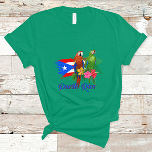 Puerto Rico Flag Native Parrots Hibicus Puerto Rican Boricua T Shirt TS02 Irish Green Printyourwear