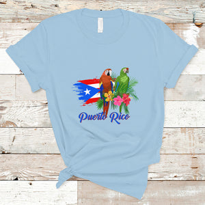 Puerto Rico Flag Native Parrots Hibicus Puerto Rican Boricua T Shirt TS02 Light Blue Printyourwear