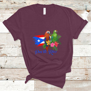 Puerto Rico Flag Native Parrots Hibicus Puerto Rican Boricua T Shirt TS02 Maroon Printyourwear