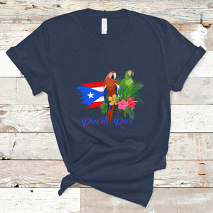 Puerto Rico Flag Native Parrots Hibicus Puerto Rican Boricua T Shirt TS02 Navy Printyourwear