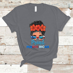 Proud Puerto Rican Women Puerto Rico Flag Messy Bun Boricua T Shirt TS02 Charcoal Printyourwear