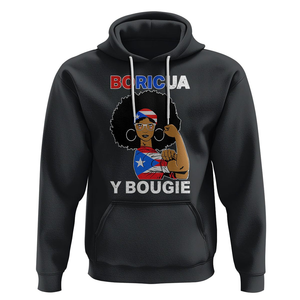 Puerto Rico Hoodie Puerto Rican Flag Women Boricua Bougie Hispanic Heritage Month TS02 Black Printyourwear