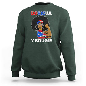 Puerto Rico Sweatshirt Puerto Rican Flag Women Boricua Bougie Hispanic Heritage Month TS02 Dark Forest Green Printyourwear