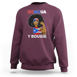 Puerto Rico Sweatshirt Puerto Rican Flag Women Boricua Bougie Hispanic Heritage Month TS02 Maroon Printyourwear