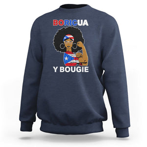 Puerto Rico Sweatshirt Puerto Rican Flag Women Boricua Bougie Hispanic Heritage Month TS02 Navy Printyourwear