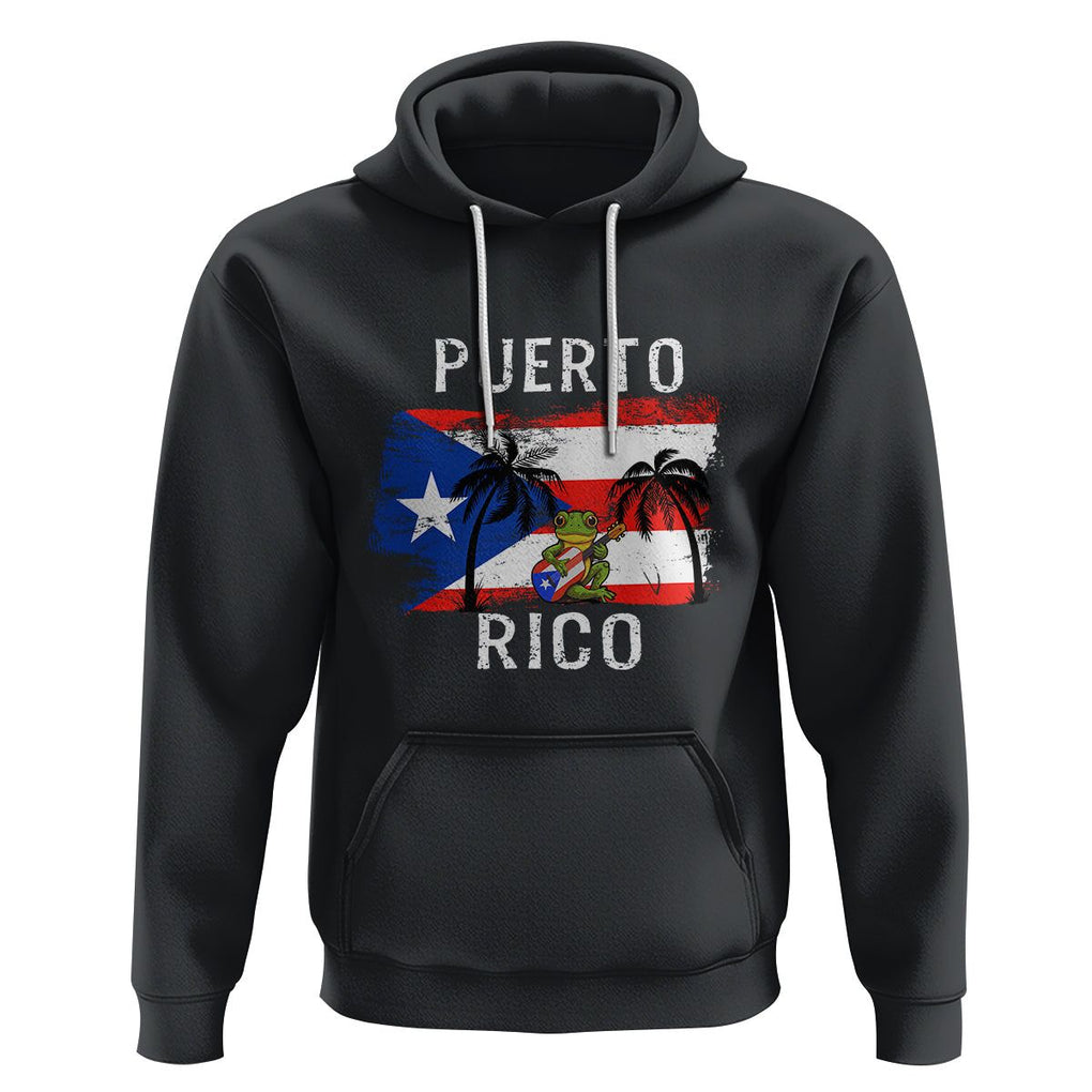 Puerto Rico Flag Spirit Animal Coqui Frog Puerto Rican Boricua Hoodie TS02 Black Printyourwear