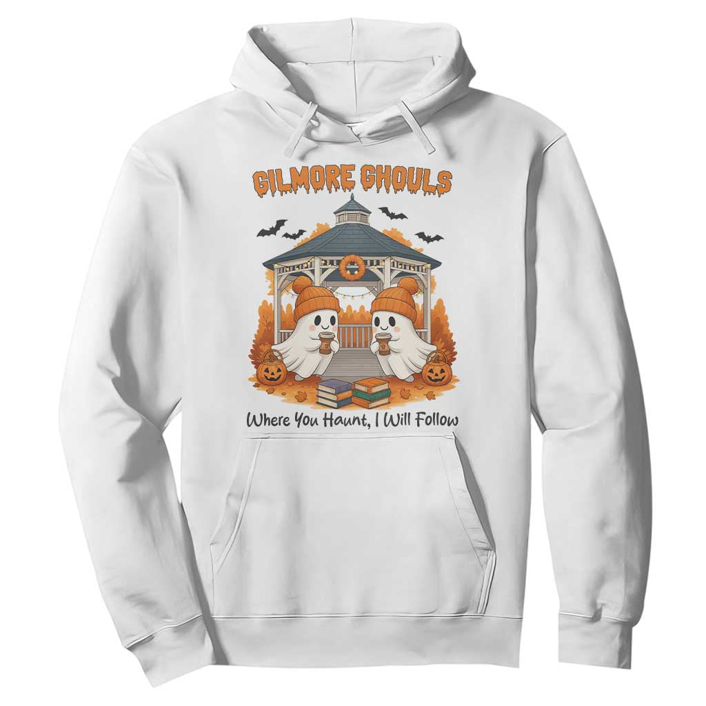 Cute Gilmore Ghouls Halloween Ghost Hoodie Cozy Fall Aesthetic with Pumpkin Spice and Books TS02 White Print Your Wear