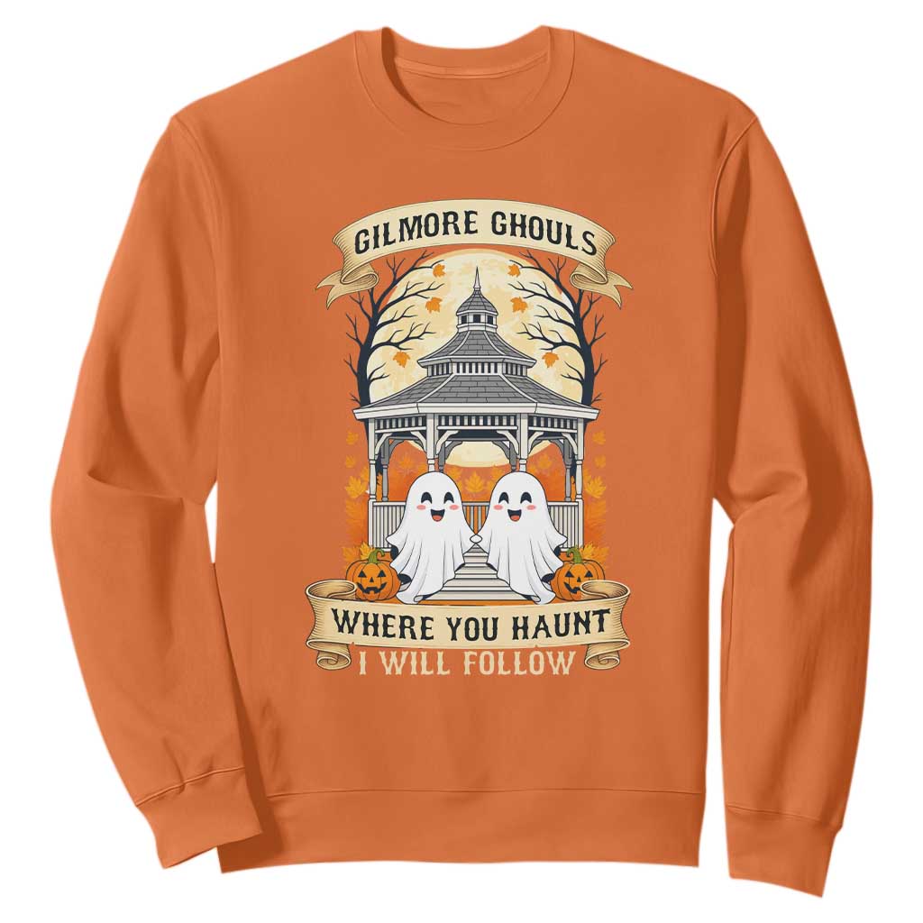 Gilmore Ghouls Halloween Ghost Sweatshirt Cute Couple Spooky Boo with Fall Gazebo TS02 Orange Print Your Wear