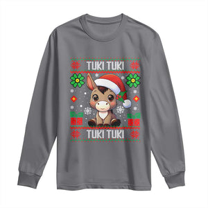 Latin American Christmas Long Sleeve Shirt Mi Burrito Mexican Donkey Latino Ugly Christmas TS02 Charcoal Print Your Wear