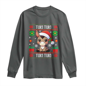 Latin American Christmas Long Sleeve Shirt Mi Burrito Mexican Donkey Latino Ugly Christmas TS02 Dark Heather Print Your Wear