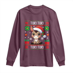 Latin American Christmas Long Sleeve Shirt Mi Burrito Mexican Donkey Latino Ugly Christmas TS02 Maroon Print Your Wear