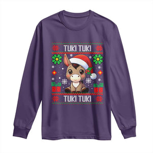 Latin American Christmas Long Sleeve Shirt Mi Burrito Mexican Donkey Latino Ugly Christmas TS02 Purple Print Your Wear