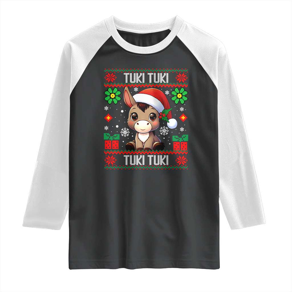 Latin American Christmas Raglan Shirt Mi Burrito Mexican Donkey Latino Ugly Christmas TS02 Black White Print Your Wear