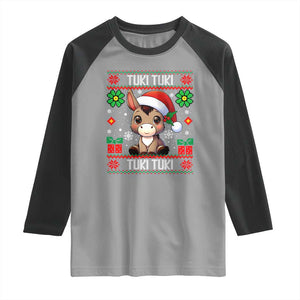 Latin American Christmas Raglan Shirt Mi Burrito Mexican Donkey Latino Ugly Christmas TS02 Sport Gray Black Print Your Wear