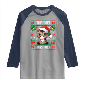 Latin American Christmas Raglan Shirt Mi Burrito Mexican Donkey Latino Ugly Christmas TS02 Sport Gray Navy Print Your Wear