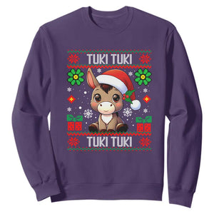 Latin American Christmas Sweatshirt Mi Burrito Mexican Donkey Latino Ugly Christmas TS02 Purple Print Your Wear