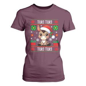 Latin American Christmas T Shirt For Women Mi Burrito Mexican Donkey Latino Ugly Christmas TS02 Maroon Print Your Wear