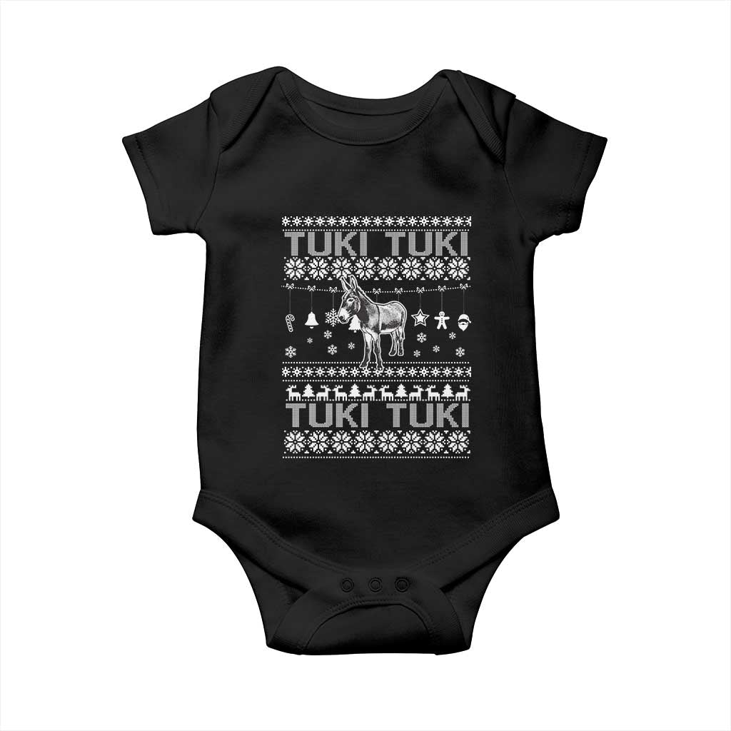 Latin American Christmas Baby Onesie Tuki Tuki Mi Burrito Latino Ugly Christmas TS02 Black Print Your Wear