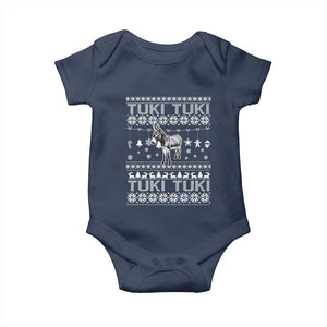 Latin American Christmas Baby Onesie Tuki Tuki Mi Burrito Latino Ugly Christmas TS02 Navy Print Your Wear