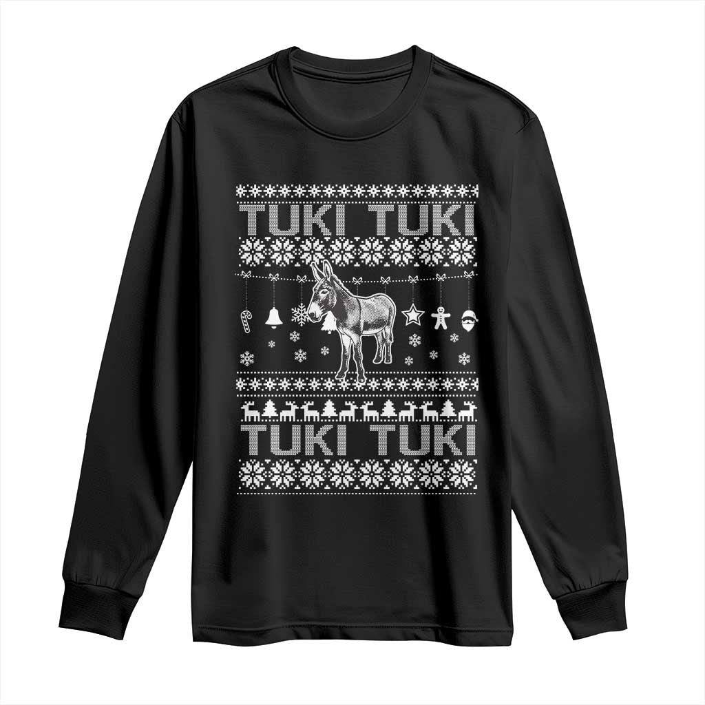 Latin American Christmas Long Sleeve Shirt Tuki Tuki Mi Burrito Latino Ugly Christmas TS02 Black Print Your Wear