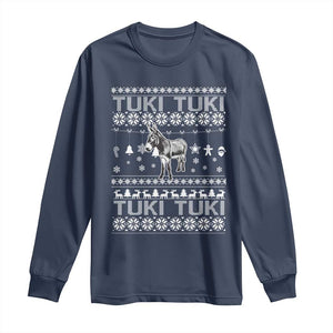 Latin American Christmas Long Sleeve Shirt Tuki Tuki Mi Burrito Latino Ugly Christmas TS02 Navy Print Your Wear