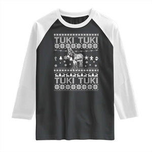 Latin American Christmas Raglan Shirt Tuki Tuki Mi Burrito Latino Ugly Christmas TS02 Black White Print Your Wear