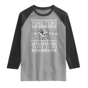 Latin American Christmas Raglan Shirt Tuki Tuki Mi Burrito Latino Ugly Christmas TS02 Sport Gray Black Print Your Wear