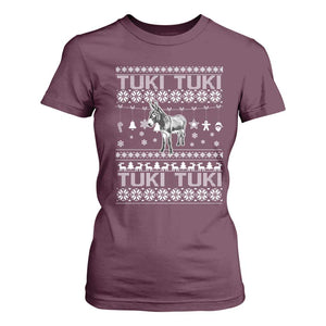 Latin American Christmas T Shirt For Women Tuki Tuki Mi Burrito Latino Ugly Christmas TS02 Maroon Print Your Wear