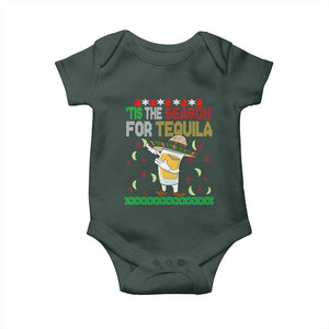 Mexican Christmas Baby Onesie Tis The Season For Tequila Dabbing Alcohol Lover TS02 Dark Forest Green Print Your Wear