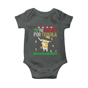 Mexican Christmas Baby Onesie Tis The Season For Tequila Dabbing Alcohol Lover TS02 Dark Heather Print Your Wear