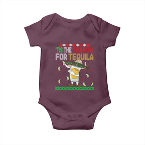 Mexican Christmas Baby Onesie Tis The Season For Tequila Dabbing Alcohol Lover TS02 Maroon Print Your Wear