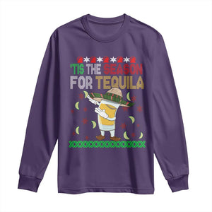 Mexican Christmas Long Sleeve Shirt Tis The Season For Tequila Dabbing Alcohol Lover TS02 Purple Print Your Wear