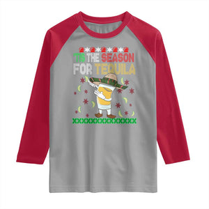 Mexican Christmas Raglan Shirt Tis The Season For Tequila Dabbing Alcohol Lover TS02 Sport Gray Red Print Your Wear