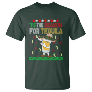 Mexican Christmas T Shirt Tis The Season For Tequila Dabbing Alcohol Lover TS02 Dark Forest Green Print Your Wear