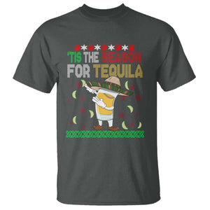 Mexican Christmas T Shirt Tis The Season For Tequila Dabbing Alcohol Lover TS02 Dark Heather Print Your Wear