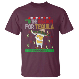 Mexican Christmas T Shirt Tis The Season For Tequila Dabbing Alcohol Lover TS02 Maroon Print Your Wear