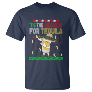 Mexican Christmas T Shirt Tis The Season For Tequila Dabbing Alcohol Lover TS02 Navy Print Your Wear