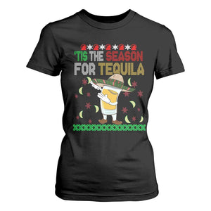 Mexican Christmas T Shirt For Women Tis The Season For Tequila Dabbing Alcohol Lover TS02 Black Print Your Wear