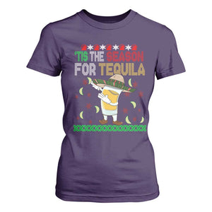 Mexican Christmas T Shirt For Women Tis The Season For Tequila Dabbing Alcohol Lover TS02 Purple Print Your Wear