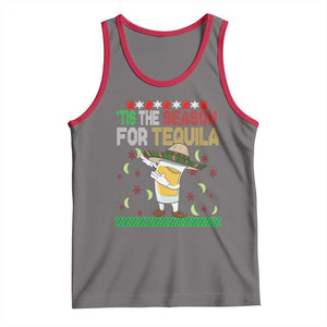 Mexican Christmas Tank Top Tis The Season For Tequila Dabbing Alcohol Lover TS02 Deep Heather Red Print Your Wear