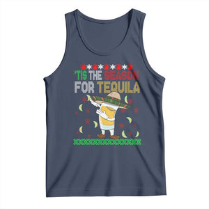 Mexican Christmas Tank Top Tis The Season For Tequila Dabbing Alcohol Lover TS02 Navy Print Your Wear