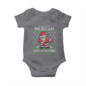 Mexican Christmas Baby Onesie Be Nice Santa is Watching Xmas in Mexico Ugly Sweater TS02 Charcoal Print Your Wear