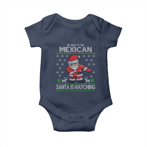 Mexican Christmas Baby Onesie Be Nice Santa is Watching Xmas in Mexico Ugly Sweater TS02 Navy Print Your Wear