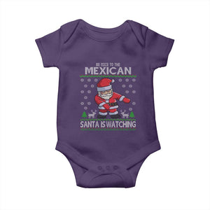 Mexican Christmas Baby Onesie Be Nice Santa is Watching Xmas in Mexico Ugly Sweater TS02 Purple Print Your Wear