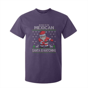 Mexican Christmas T Shirt For Kid Be Nice Santa is Watching Xmas in Mexico Ugly Sweater TS02 Purple Print Your Wear