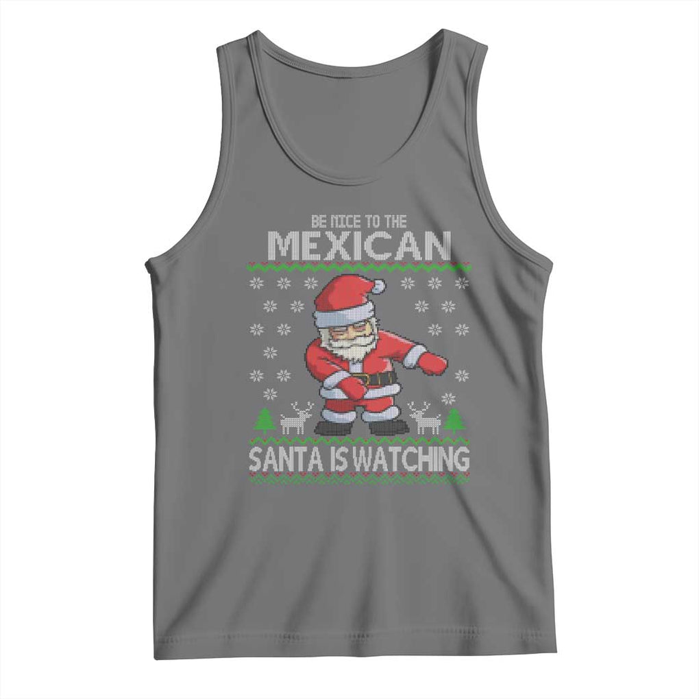 Mexican Christmas Tank Top Be Nice Santa is Watching Xmas in Mexico Ugly Sweater TS02 Black Heather Print Your Wear