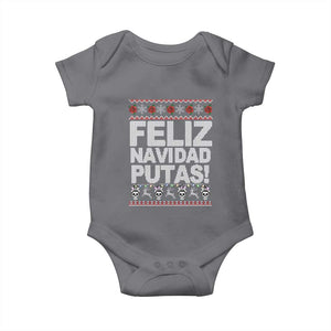 Mexican Christmas Baby Onesie Feliz Navidad Putas Funny Mexican Ugly Christmas Party TS02 Charcoal Print Your Wear