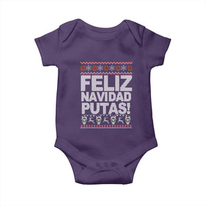 Mexican Christmas Baby Onesie Feliz Navidad Putas Funny Mexican Ugly Christmas Party TS02 Purple Print Your Wear