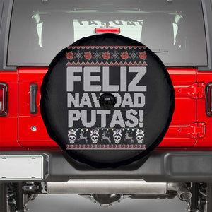 Mexican Xmas Spare Tire Cover Feliz Navidad Putas Funny Mexican Ugly Christmas Party TS02 Black Print Your Wear